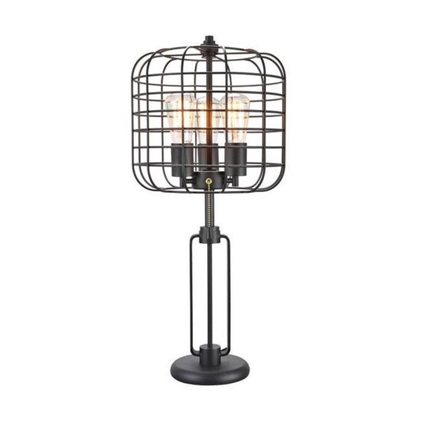 Ore Furniture Ore Furniture 70003T 26.5 in. Powder Coated Industrial Cage 3 Light Edison Table Lamp 70003T